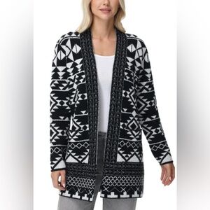 FRYE Women's Patterned Cardigan Black White
